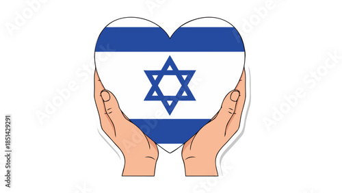 Hands Holding Israeli Flag Heart