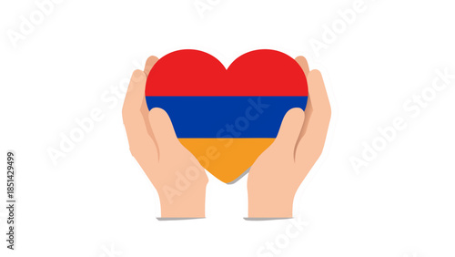 Hands Holding Armenian Flag Heart - Love Armenia Symbol