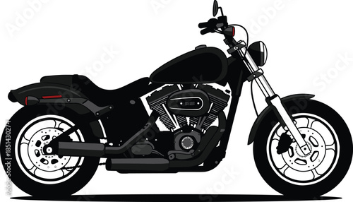 Motorcycle silhouette side view, cruiser bike outline, vintage motorbike design, classic two wheel vehicle, transportation concept, automotive illustration, graphic