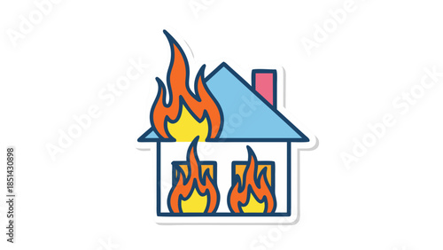 House On Fire Icon: Danger, Emergency, Fire Safety