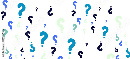 Seamless pattern with hand drawn ink question marks. Vector illustration for fabric, cards, invitations, wrapping paper, stationery and web backgrounds.