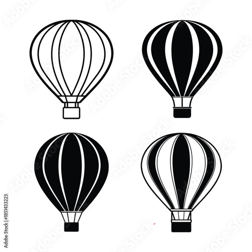 hot air balloon vector  illustration,Hot air balloon icon symbol pictogram. outline black style