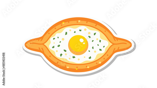 Khachapuri Egg Boat Flat Illustration Sticker