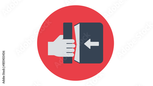 Icon of Hand Pushing Door Inward with Arrow