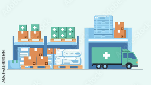 Medical Supply Chain Preparedness Flat Vector Illustration