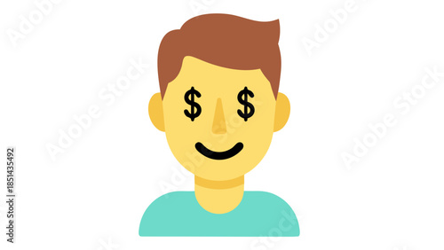 Man with Dollar Sign Eyes Emoji - Money, Wealth, Finance Concept