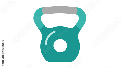 Modern Teal Kettlebell Icon - Fitness and Workout Equipment Graphic