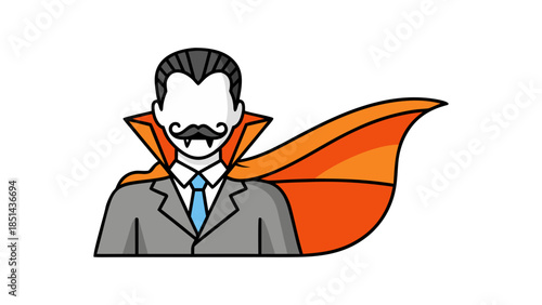 Modern Vampire Icon with Suit and Orange Cape
