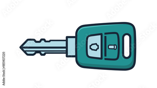 Modern Teal Car Key Icon with Buttons