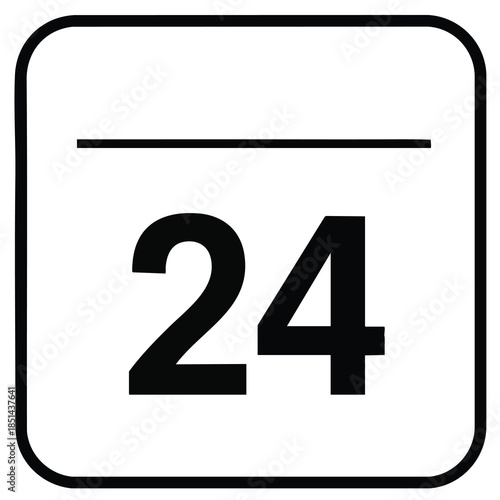 A simple calendar icon displaying the date 24 within a rounded square