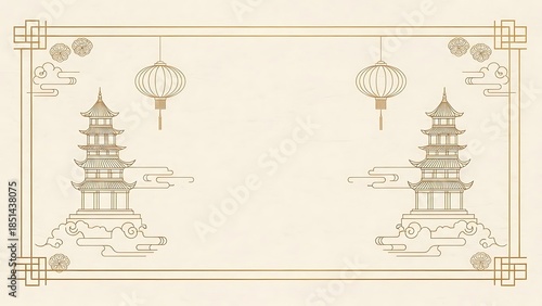 Chinese New Year invitation card design with a balanced centered layout