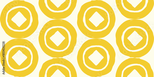 Golden Chinese lucky coin seamless pattern