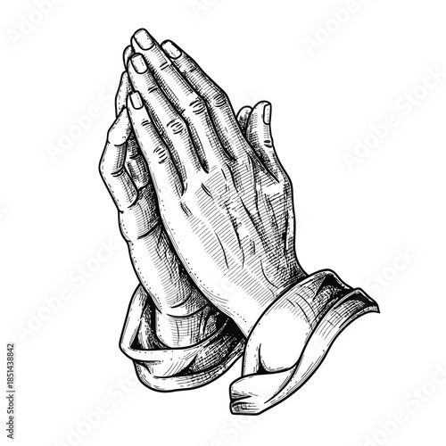 Praying Hands Engraving Faith and Spirituality.