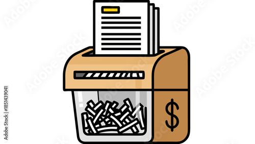 Paper Shredder with Dollar Sign Icon - Financial Data Destruction