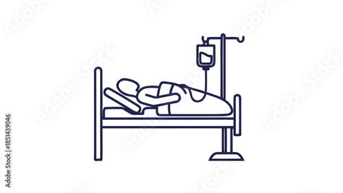 Patient in Hospital Bed with IV Drip Icon
