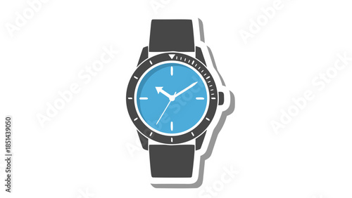 Modern Wristwatch Icon with Blue Dial and Shadow