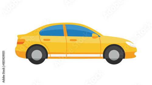 Modern Yellow Sedan Car Illustration - Side View