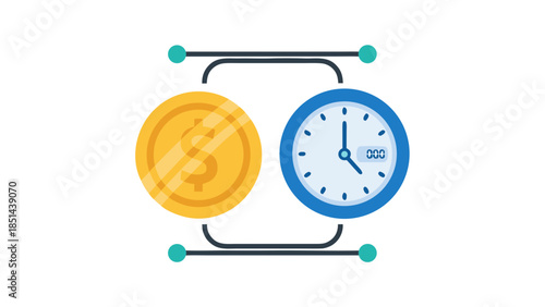 Money and Time Icon: Finance and Clock Synchronization