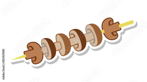 Mushroom Skewer Icon - Vector Illustration