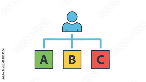 Organizational Chart Icon: Manager and Subordinates A, B, C