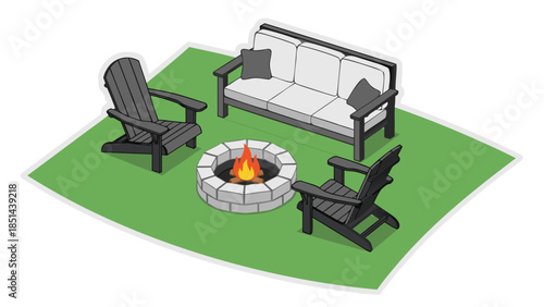 Outdoor Fire Pit Seating Area Illustration
