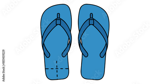 Pair of Blue Flip-Flop Sandals - Simple Vector Illustration