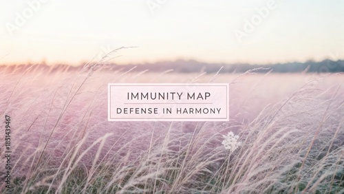 Serene Landscape with Grass at Sunset, Concept of Immunity and Harmony for Health and Wellness Themes