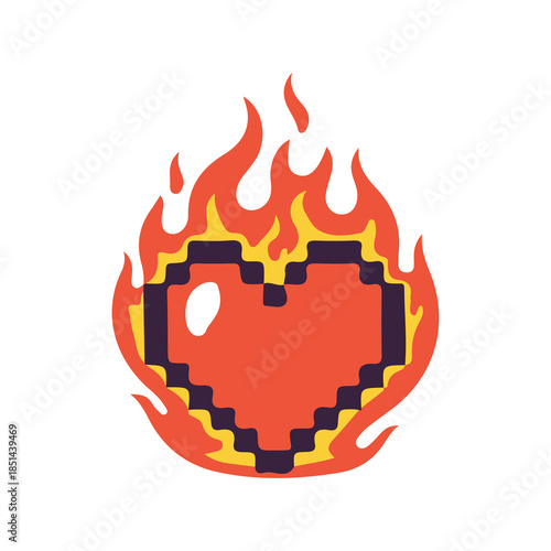 heart fire flame game art vector illustration