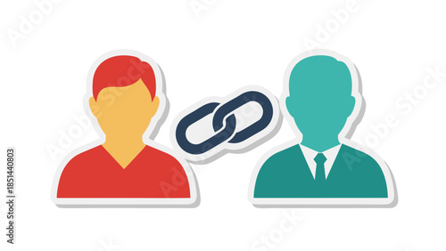 People Connection Icon: Link Between Two Figures