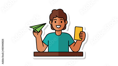 Person Holding Paper Airplane and Yellow Card