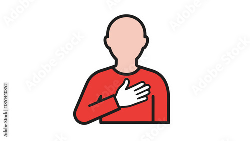 Person Placing Hand on Heart, Vector Icon