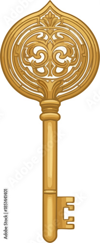 Ornate Golden Mystical Key Icon