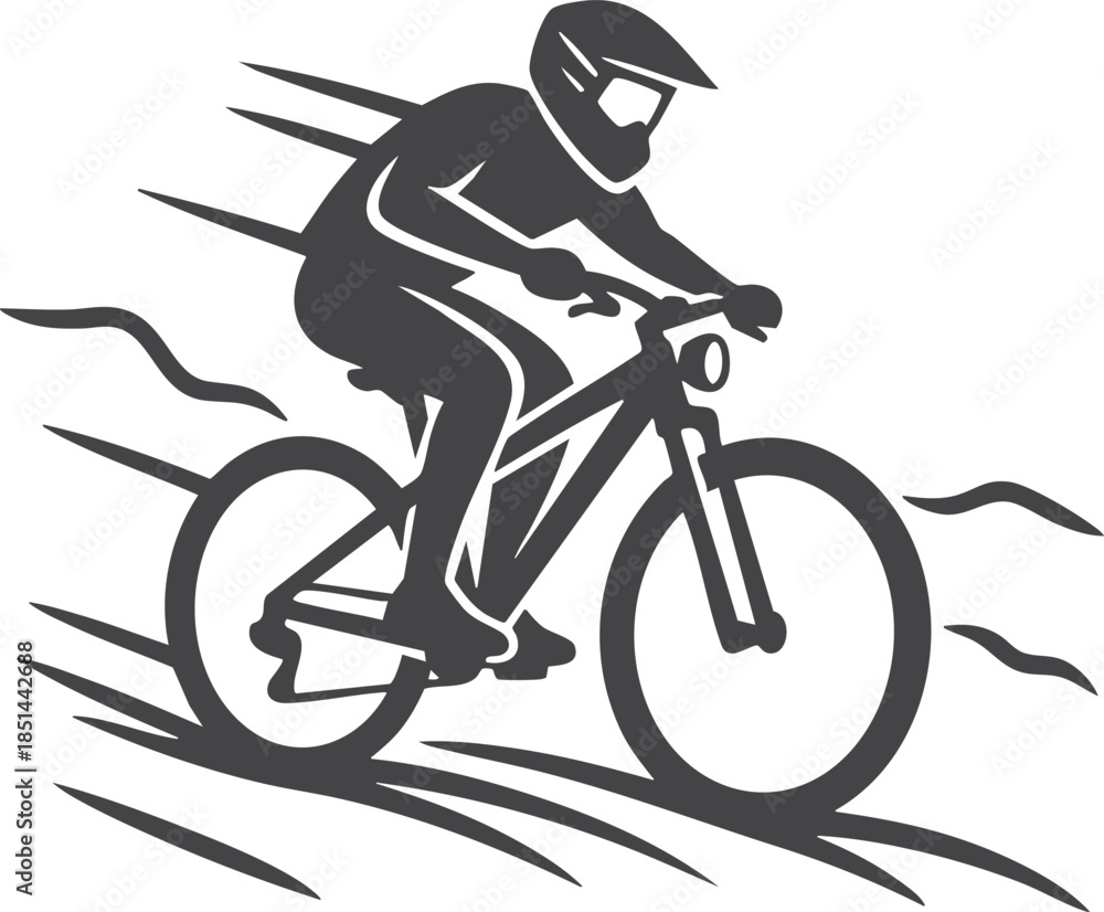 Naklejka premium Mountain biker in motion