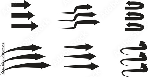 Collection of Black Arrow Icons on White Background