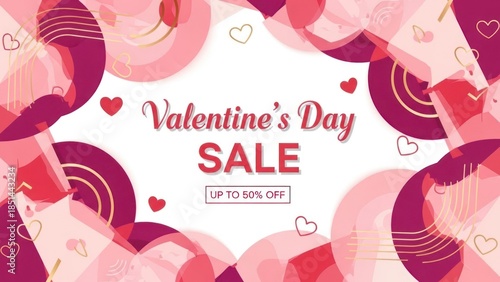 Valentine's Day Sale Announcement with Heart and Gift Icons for Promotions and Discounts