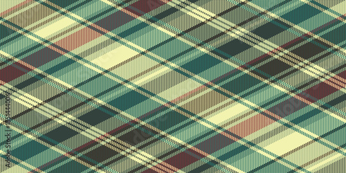Diagonal Plaid Tartan Pattern in Muted Teal and Yellow