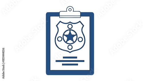 Police Badge Icon on Clipboard - Vector Graphic
