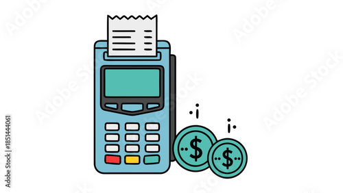 POS Machine and Dollar Coins Icon
