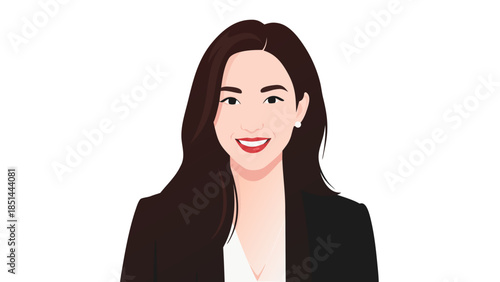 Professional Woman Illustration Portrait with Dark Hair and Black Blazer