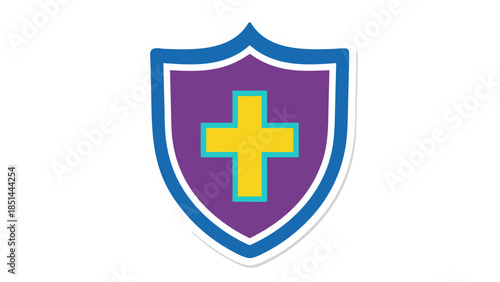 Purple Shield with Yellow Christian Cross Icon