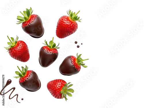 Chocolate covered strawberries isolated on transparent background