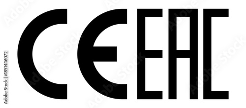 CE EAC Conformity Certification Marks on White Background