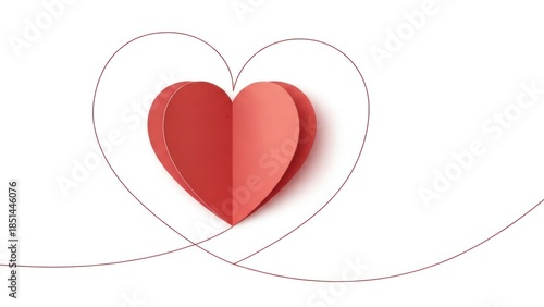 artificial paper heart with layered red and pink design for love and romance theme