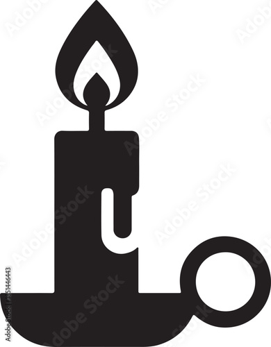 A simple black and white illustration of a lit candle with dripping wax