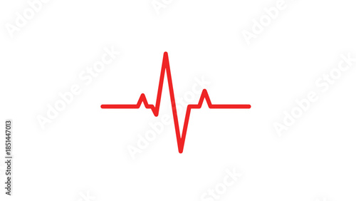 Red Heartbeat Line Icon on White Background