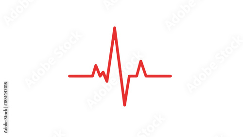 Red Heartbeat Line Icon on White Background