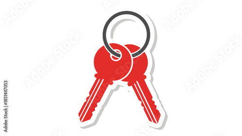 Red Keys on Ring - Icon and Illustration