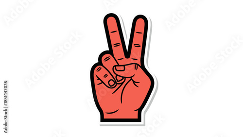 Red Peace Sign Hand Gesture Icon