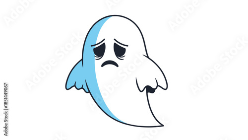 Sad Ghost Cartoon Illustration
