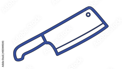 Simple Blue Line Art Cleaver Knife Illustration